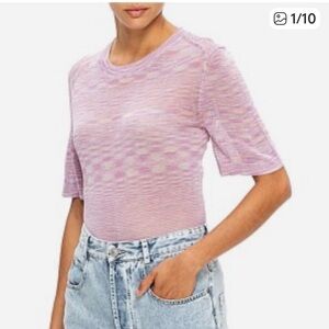 Isabel Marant Etoile Lilac Purple SHORT Sleeve Intarsia Weave Rayon Top NWT